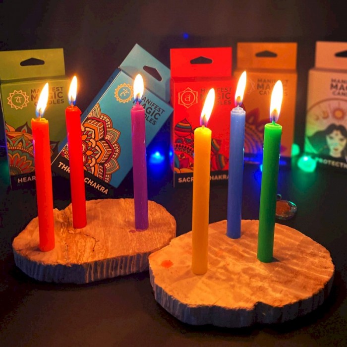 Manifest Magic Candles Τσάκρα Τρίτο Μάτι - Μπλε (12 τεμ) Ειδικά Κεριά- Κεριά για καθαρισμό χώρου - Κεριά τσάκρα
